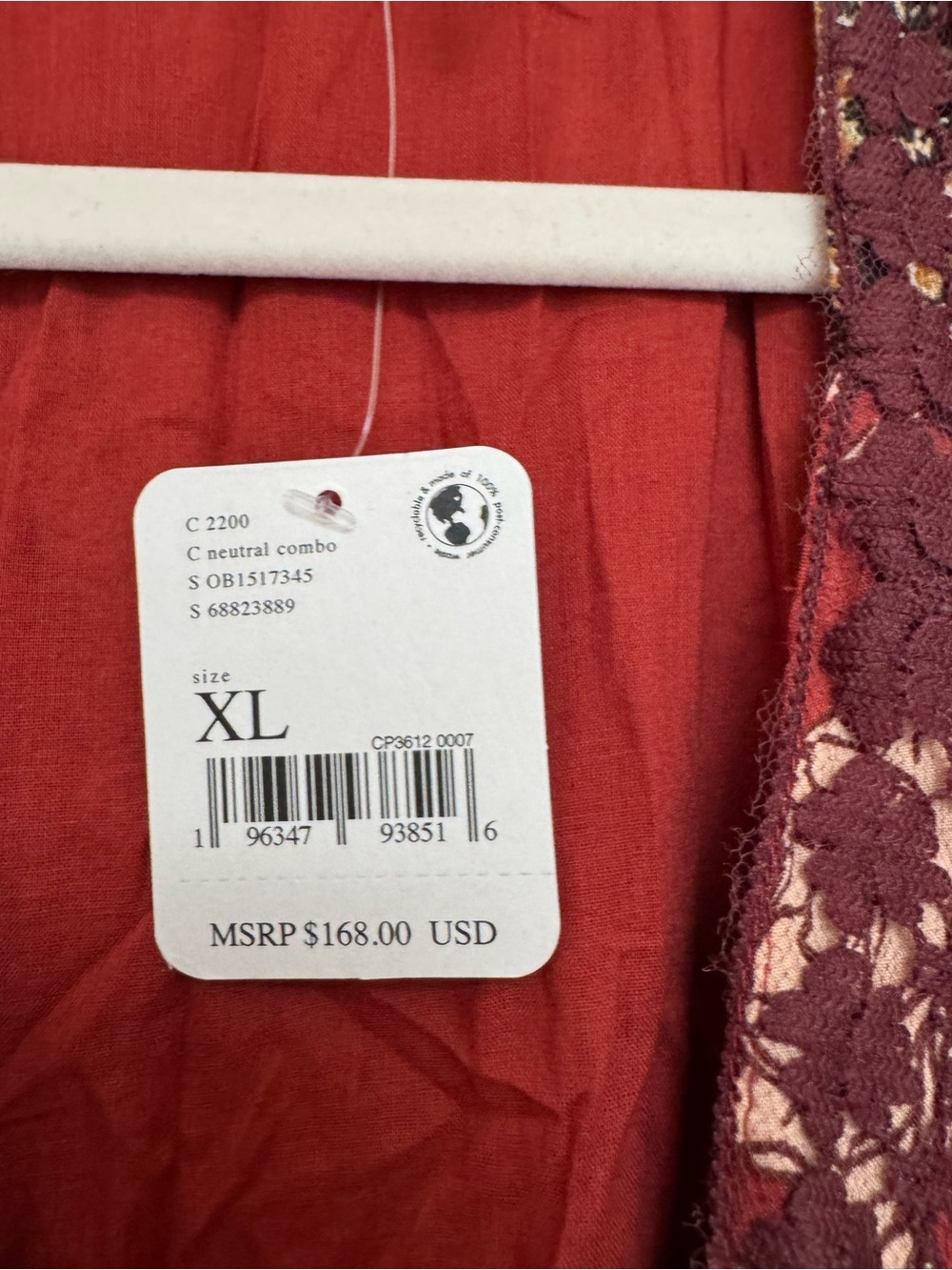 Free People Long Sleeve Red Floral Maxi Dress NWT - Picture 5 of 5